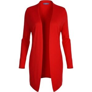 Turkish T Womens 100% Cashmere Open Front Cardigan Red Orange Long Sleeve Small